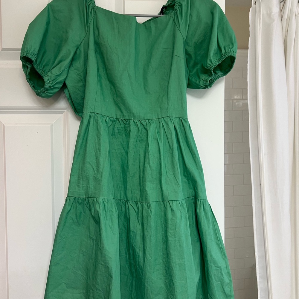 Green Puff Sleeve Dress